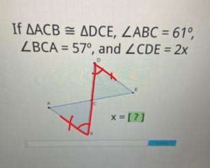 If AACB = ADCE, ZABC = 61°,ZBCA = 57°, and ZCDE = 2xDEСx = [?]BEnter-example-1