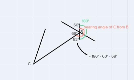 2. Let A, B and c be three towers. The bearing of B from A is 120° and angle BC is-example-2