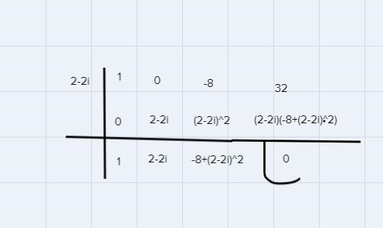 Find all other zeros of P(x) = x? – 8x + 32, given that 2=2i is a zero.If there is-example-1