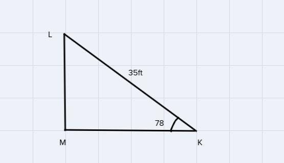 In AKLM, the Ineasure of ZM=90°, the measure of ZK=78°, and KL = 35 feet. Findthe-example-1