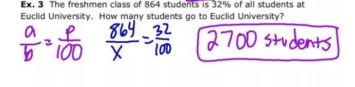 The freshmen class of 864 students is 32% of all students at Euclid University. How-example-1