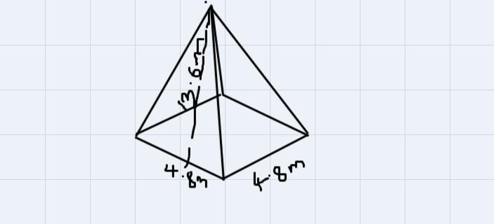 Determine the surface area of a square based pyramid that has a slant height of 13.6 mand-example-1