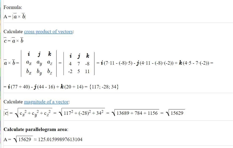 Find the surface area of a parallelogram with adjacent sides u= <4,7, -8> and-example-1