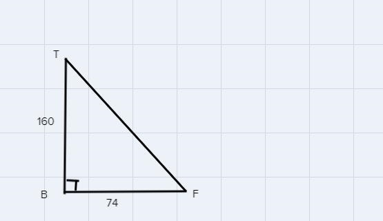 a tree is 160 feet tall. If Francis is standing 74 ft from the tree what is the angle-example-1