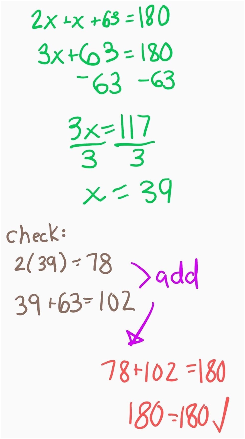 HELP DHDH angle 2 = (x+63). Find thr angle measures-example-1