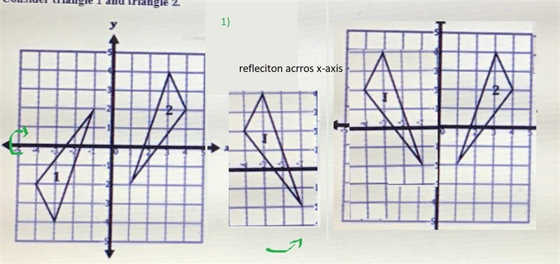 Consider triangle 1 and triangle 2. Which sequence of transformations maps triangle-example-1