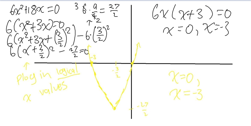 19. Solve each equation by graphing. Round to the nearest tenth. 6x² +18x=0 3,6 0, -3 -3, -6 -1,6 Math-example-1