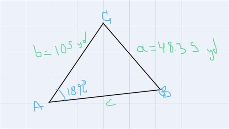 Use the Law of Sines to solve (if possible) the triangle for the value of c. Round-example-1