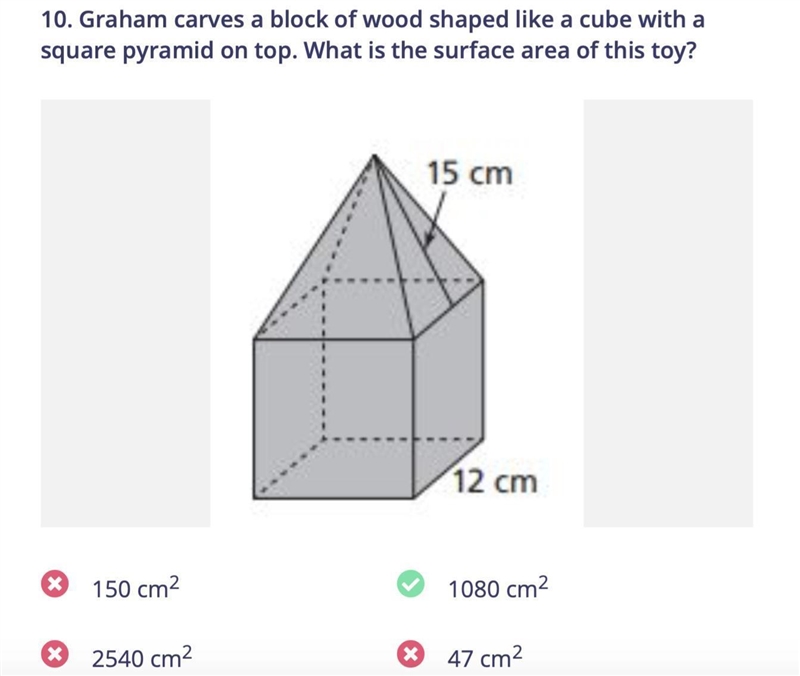 Graham carves a block of wood shaped like a cube with a square pyramid on top. How-example-1