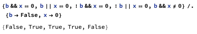 Suppose the value of b is false and the value of x is 0. What is the value of each-example-1