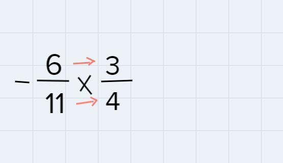 Write -6/11×3/4 in lowest terms.-6/136/139/22-9/22-example-1