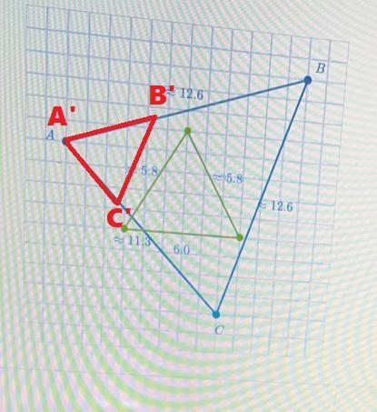 Dilate trianglesDraw the image of AABC under a dilation whose center is A and scale-example-1