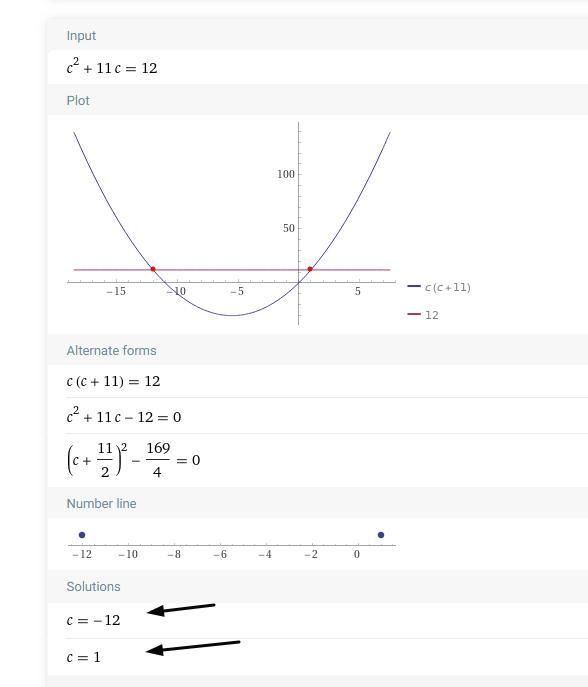 When completing the square on the equation c^2 + 11c = 12, the resulting solution-example-1