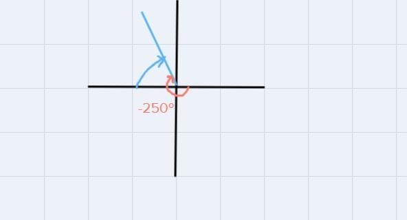 Sketch the angle. Then find its reference angle -250 degrees-example-1