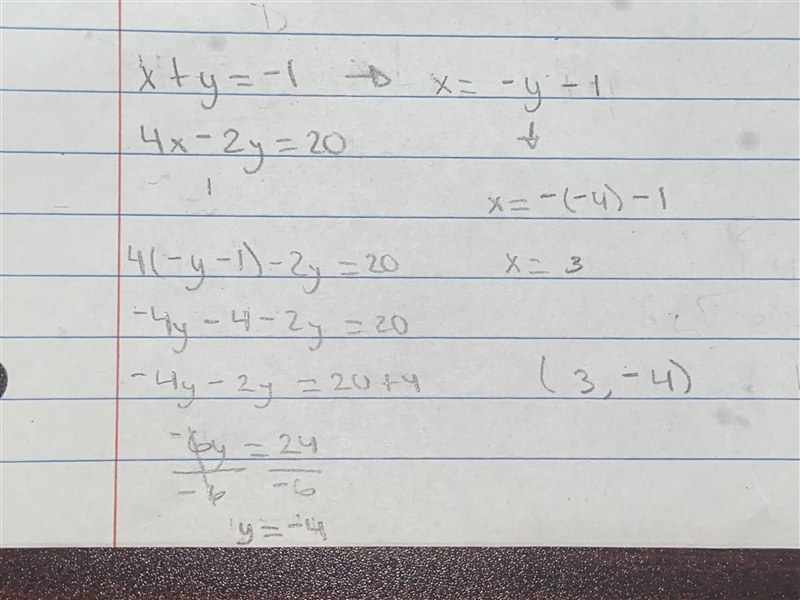 4x-2y=20 x+y=-1 ayuda!!!!es urgente!!!!!!!!!-example-1