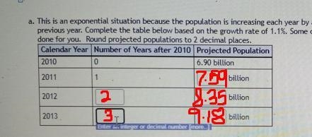 A. This is an exponential situation because the population is increasing each year-example-1