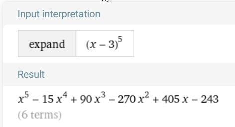 Expand(x-3)^5 using Pascal’s triangle. show all the steps-example-2