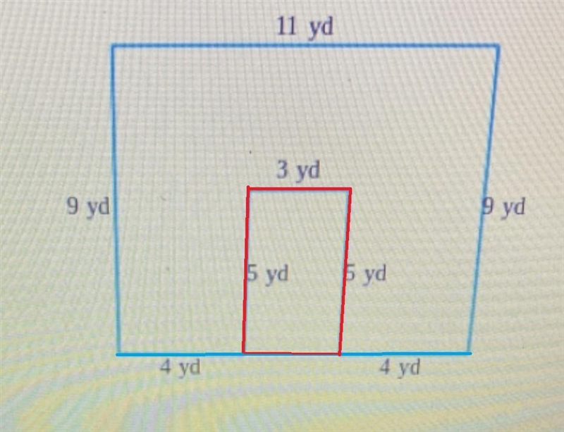 VFind the area of the figure. (Sides meet at right angles.)11 yd3 yd9 yd9 yd5 yd5 yd-example-1