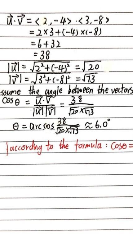 . Find the angle between the given vectors to the nearest tenth of a degree. u = &lt-example-1