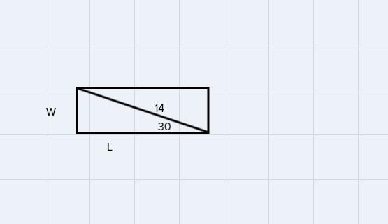 The length of the diagonal of a Rectangle is 14cm,and it forms a 30 degree angle in-example-1