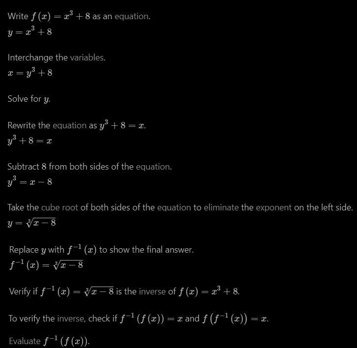 Find the inverse function of f informally. f(x) = x^3 + 8-example-1