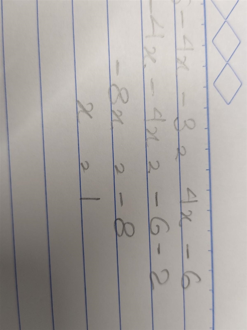 PLEASE HURRY Solve the following equation: 5- (4x+3)= 1/2 (8x - 12) Please solve for-example-1