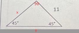 Finding the missing sides of the triangle. Leave your answers as simplified radicals-example-1