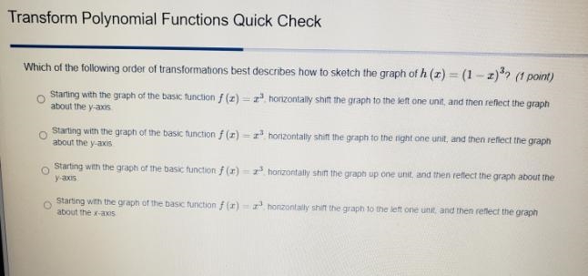 Which of the following order of transformations best describes how to sketch the graph-example-1