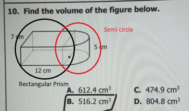 find the volume of the figure below. as you can tell my teacher has already given-example-1