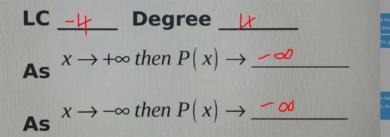 Identify the leading coefficient, degree and end behavior. write the number of the-example-2