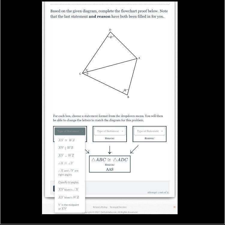 Base on the given diagram complete the flowchart proof below-example-1