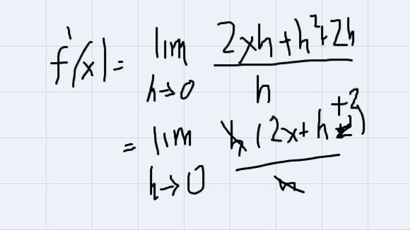 Use the definition of the derivative to show f^ prime (x)=2x+2 iff(x)=x^ 2 +2x This-example-2