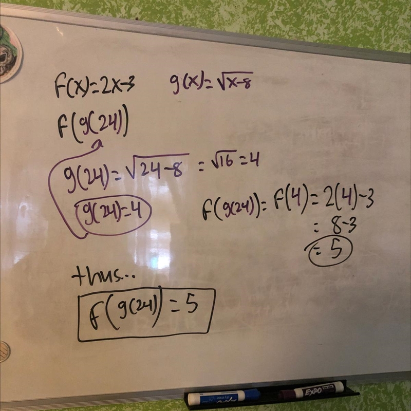 if f(x)=2x-3 and g(x)= the square root of x-8 what is (f ° g)(24)? Please help I dont-example-1