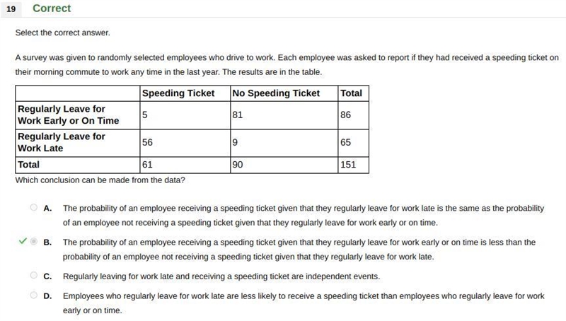 Select the correct answer.A survey was given to randomly selected employees who drive-example-1