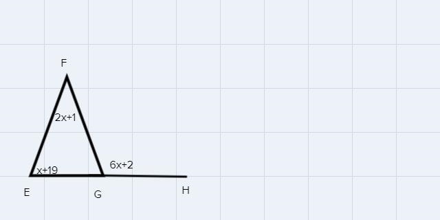 In AEFG, EG is extended through point G to point H, m_EFG = (2x + 1)", m_FGH-example-1