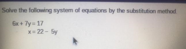 Solve the following system hood equations by the substitution method-example-1