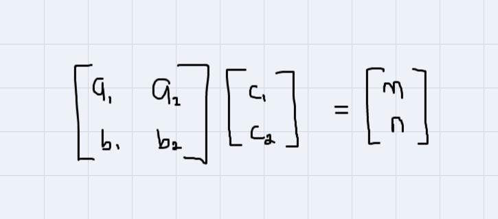 [ matrix 4&-7\\ 9&1 matrix ][ matrix x\\ y matrix ]=[ matrix 19\\ 26 matrix-example-1