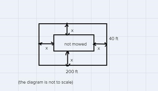 A man mows his 200 ft by 40 ft rectangular lawn in a spiral pattern starting from-example-1
