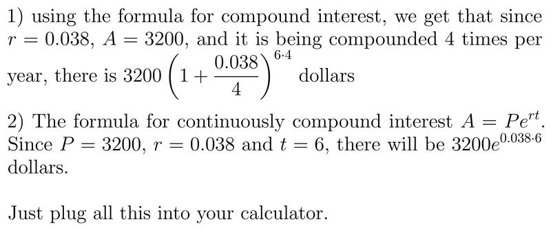 $3,200 is invested in an account that pays 3.8% annual interest. Find the value of-example-1