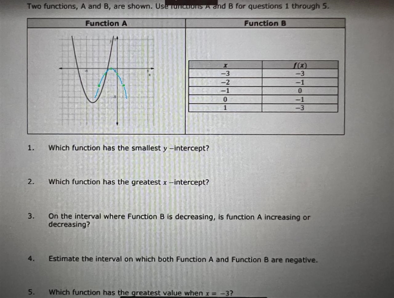 Need help with algebra questions 1-5 please ! :)-example-1