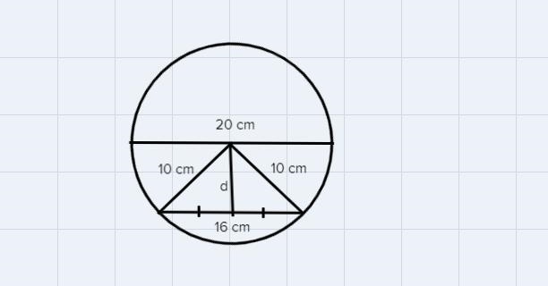 A chord in circle T has a length of 16 cm and the diameter of the circle 20 cm. How-example-2