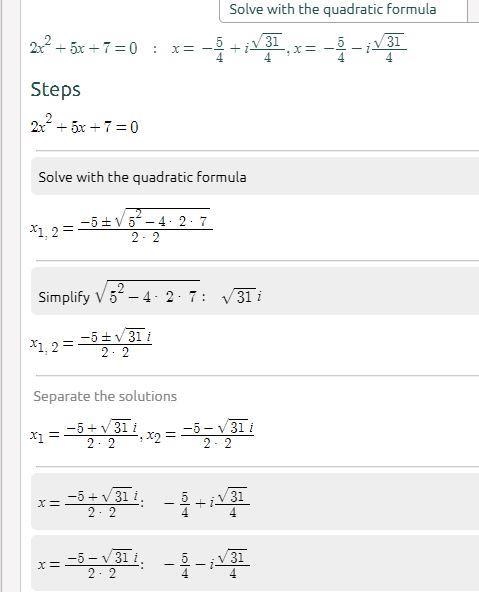 Use the quadratic formula to solve the problems. Then state whether the roots are-example-2