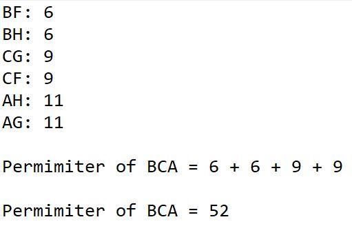 In ΔBCA, BA = 17 cm, BF = 6 cm, CG = 9 cm. Find the perimeter of ΔBCA.-example-1