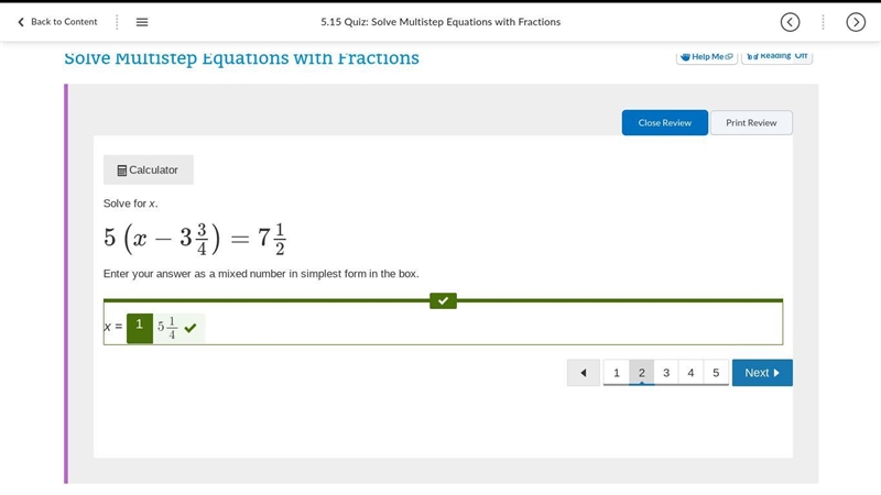 Solve for x. 5(x−3 3/4)=7 1/2 Enter your answer as a mixed number in simplest form-example-1