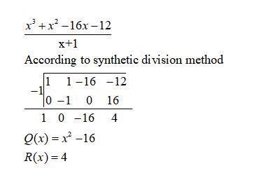 Use synthetic division to find the quotient and remainder when x3+x2−16x−12 is divided-example-1