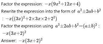 What is the factored form of this expression? -9x^3-12x^2-4x-example-1