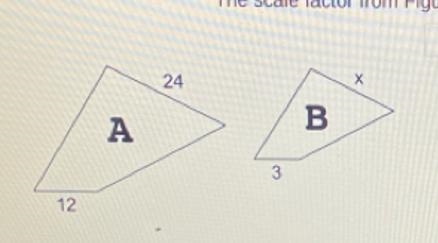 The scale factor from figure A to figure B is 4Solve for x-example-1