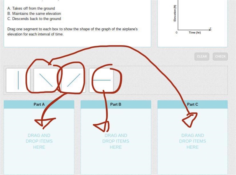 This describes an airplane's flight: A. Takes off from the ground B. Maintains the-example-1