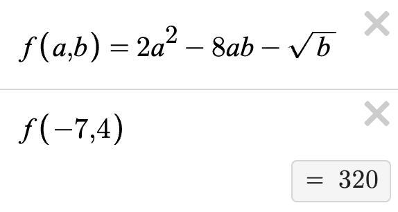 Evaluate the expression for the given variable values. 2a² - 8ab - √b if a=-7 and-example-1