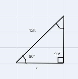 a ladder 15 feet long leans against a house and make a angle of 60 degrees with the-example-1